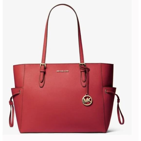 Michael Kors Gilly Large Red Leather Travel Tote - New with Tags - Picture 1 of 10